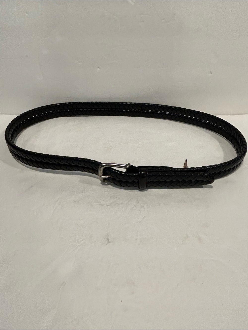 Fossil Braided Leather Belt Sz 95/38 Black Silver Tone Buckle MB3040001 - Picture 2 of 7